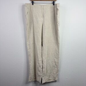 J.Jill Pants Womens 20W Tan Linen Elastic Waist Wide Leg Minimalist Coastal Boho